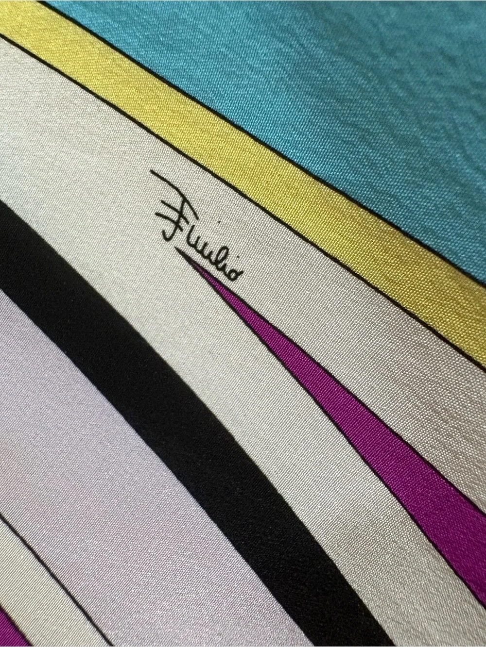 Emilio Pucci Vintage Geometric Silk Scarf 12.5”x 51”
